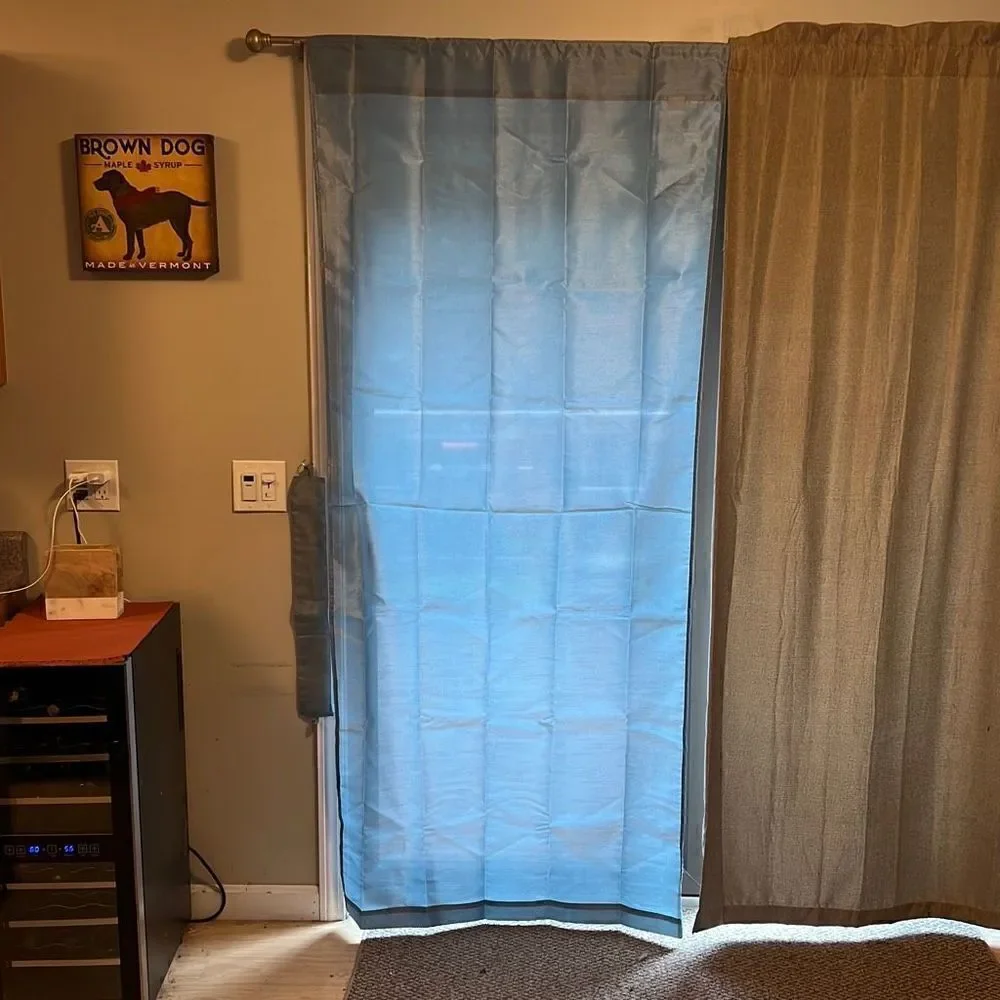 Set Of 2 Home Metallic Gray Floor Length Plain Voile Rod Pocket Panel Curtain OS